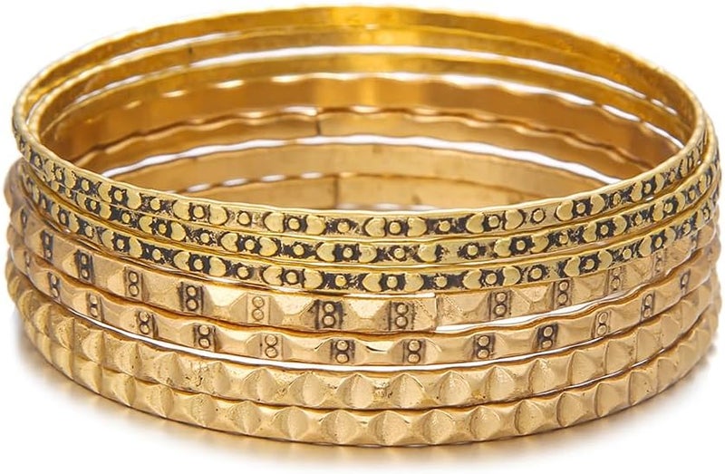 RINTOLER Store 16Pcs Gold Bangle Bracelets for Women - Multi Layer Stackable Textured Bracelets Boho Jewelrys Set. - Image 1